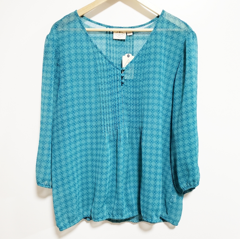 ST. JOHNS BAY Women Blue Sheer Top